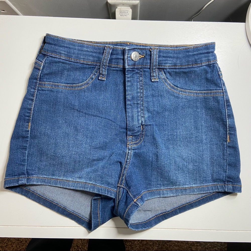 High rise denim shorts